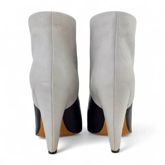IRO Black White Leather Colorblock Wedge Ankle Boots EU 38 (US 7.5/8) - Picture 5 of 7